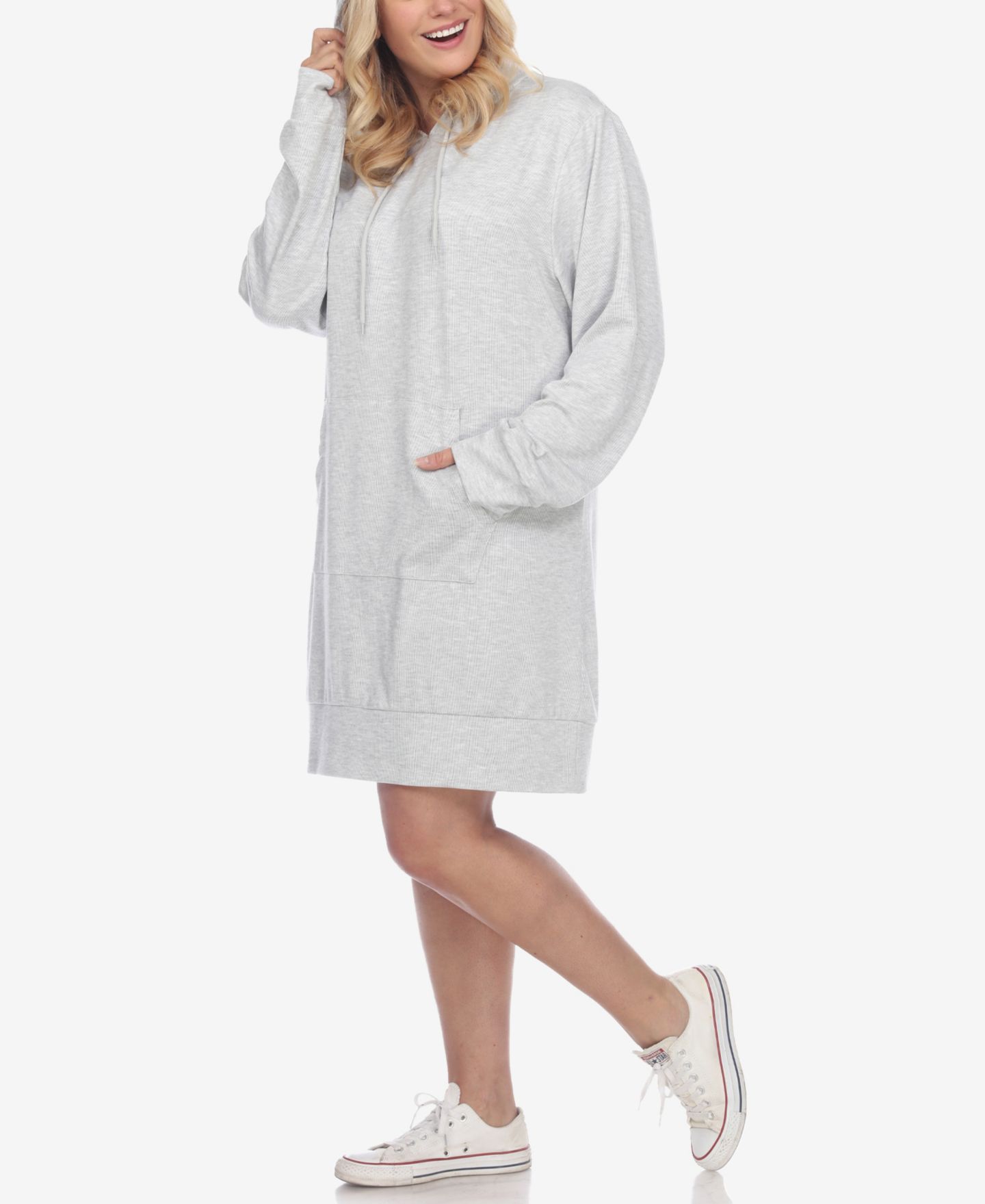 Женское платье White Mark Plus Size Hoodie Sweatshirt, цвет: Серый — фото 5