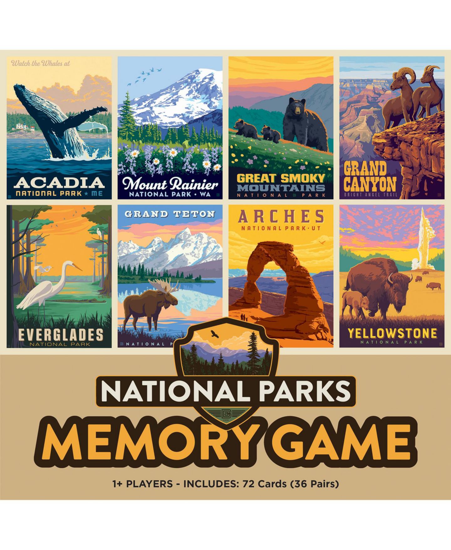 Детская игрушка MasterPieces Puzzles Masterpieces National Parks Memory Game, 72 Cards, Ages 14+ — фото 1