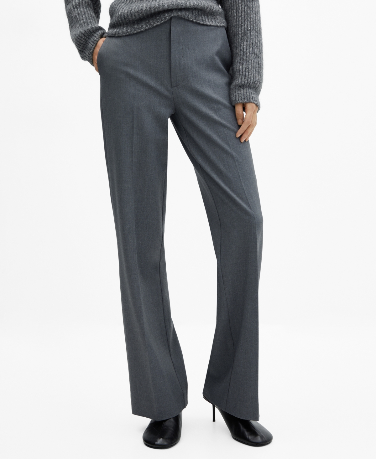 Shop Mango Women's Straight Long Pants In Gray
