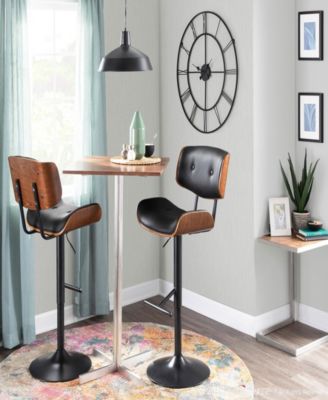 Lombardi Mid-Century Modern Adjustable Barstool in Faux Leather by Lumisource