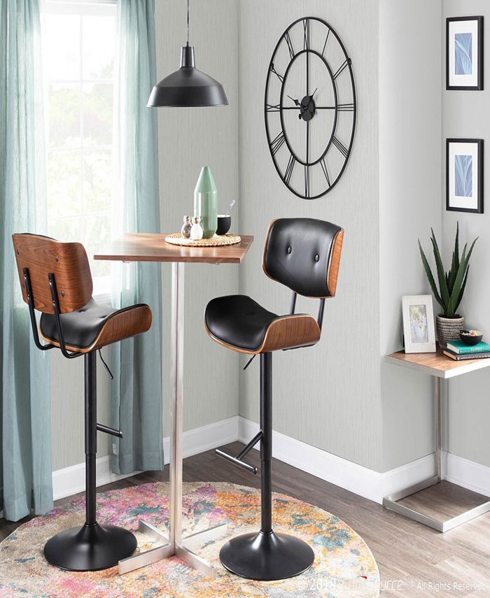 Lumisource Lombardi MidCentury Modern Adjustable Barstool in Faux