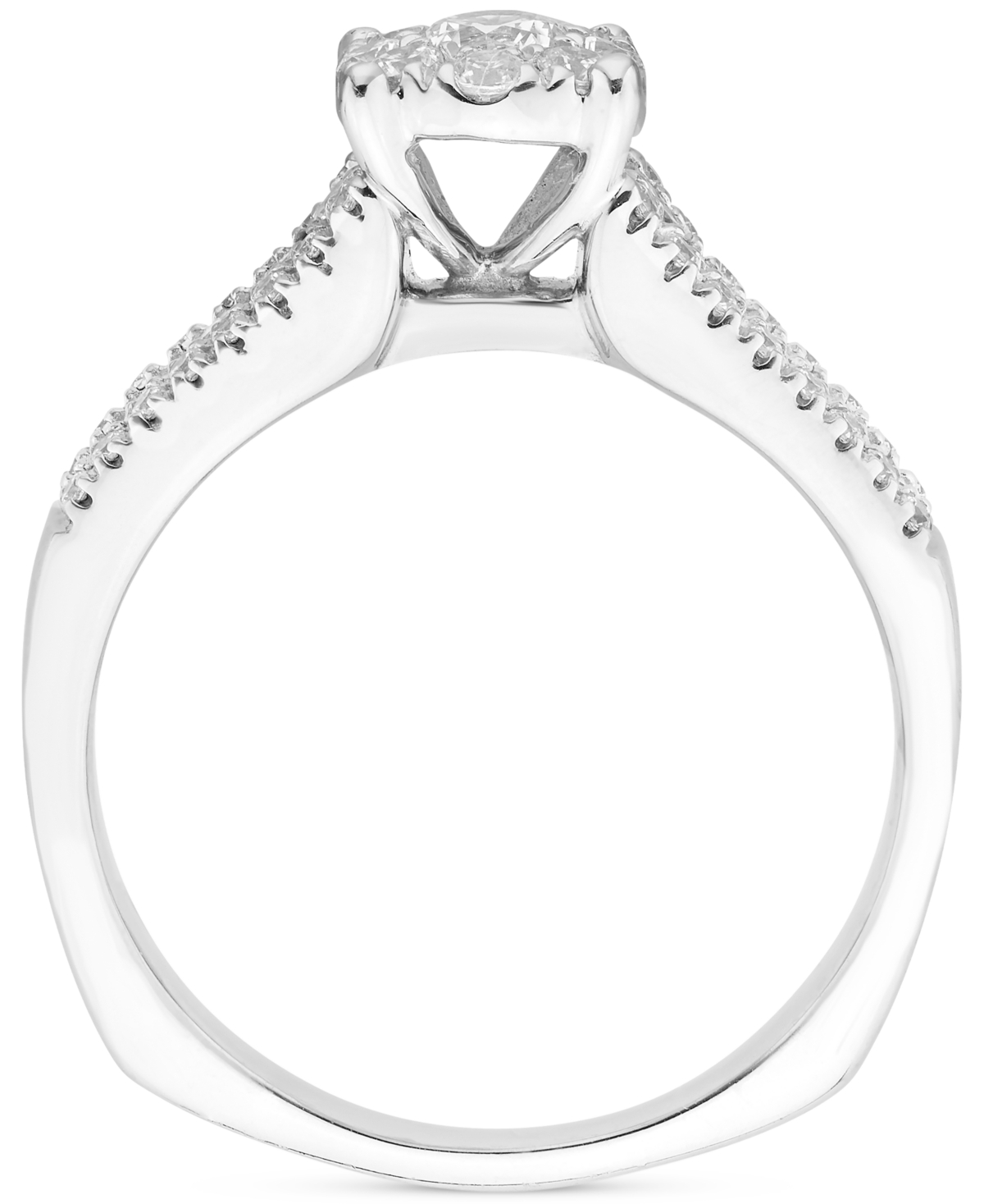 Shop Macy's Diamond Halo Engagement Ring (3/4 Ct. T.w.) In 14k White Gold