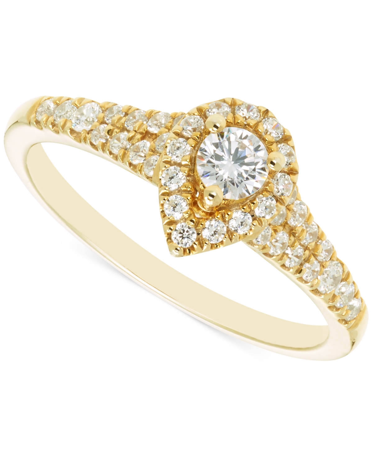 Diamond Halo Engagement Ring (1/2 ct. t.w.) in 14k Gold - Yellow Gold