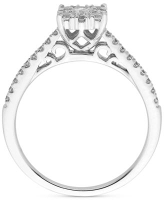 Diamond Square Halo Engagement Ring (1/2 ct. t.w.) in 14k White Gold