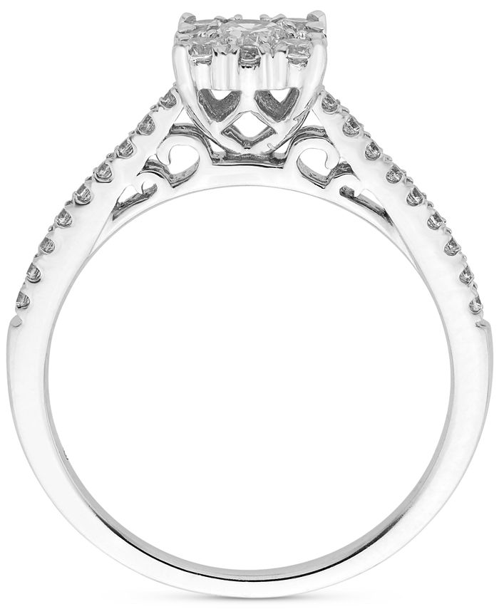 Macy's Diamond Square Halo Engagement Ring (1/2 ct. t.w.) in 14k White ...