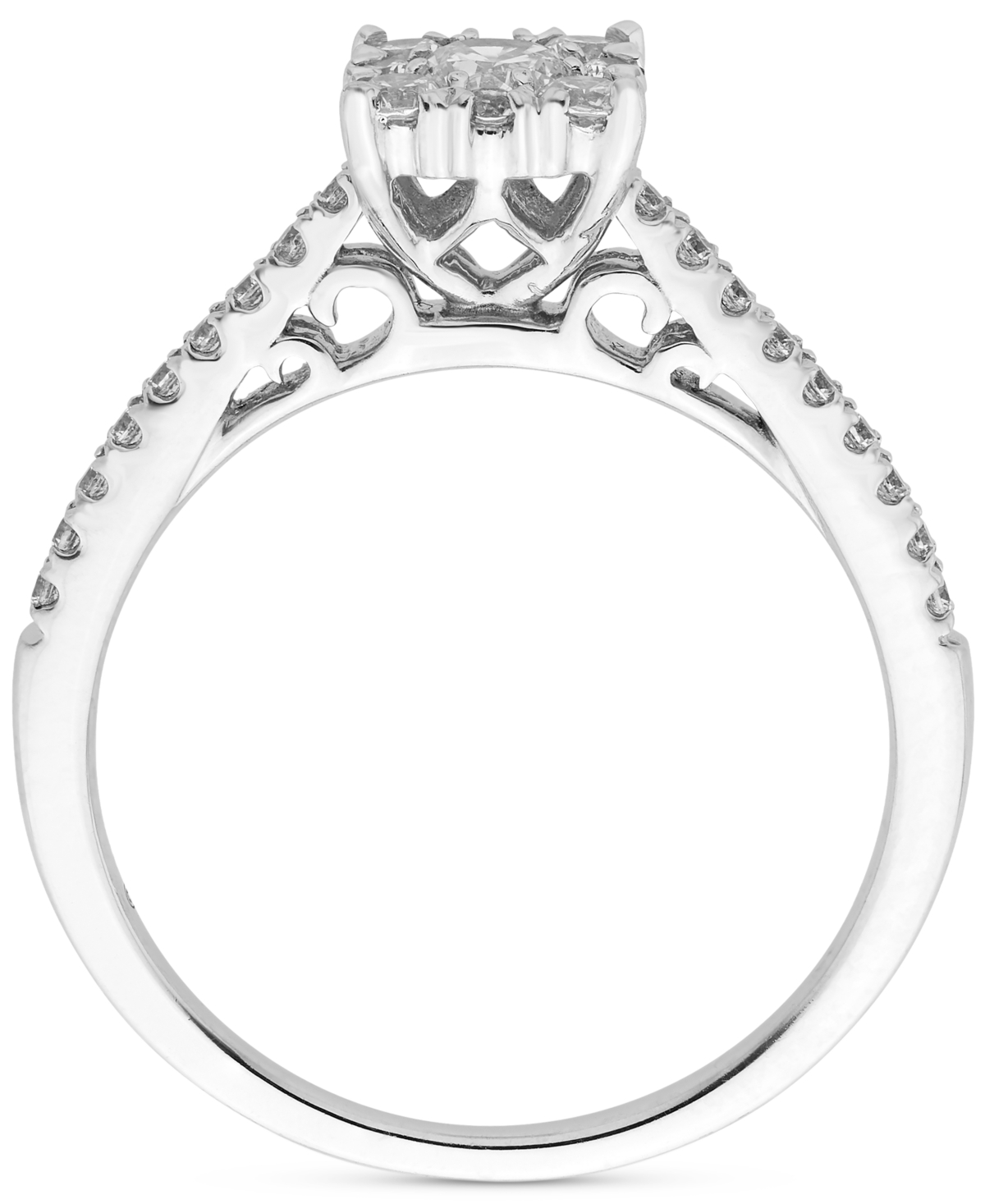 Shop Macy's Diamond Square Halo Engagement Ring (1/2 Ct. T.w.) In 14k White Gold