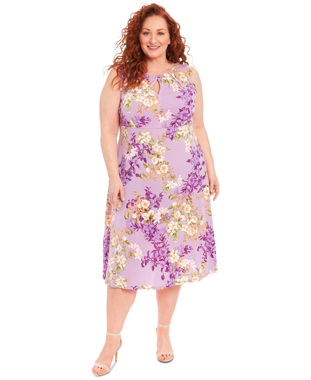 Plus Size Floral-Print Jersey Dress - Lilac Purple