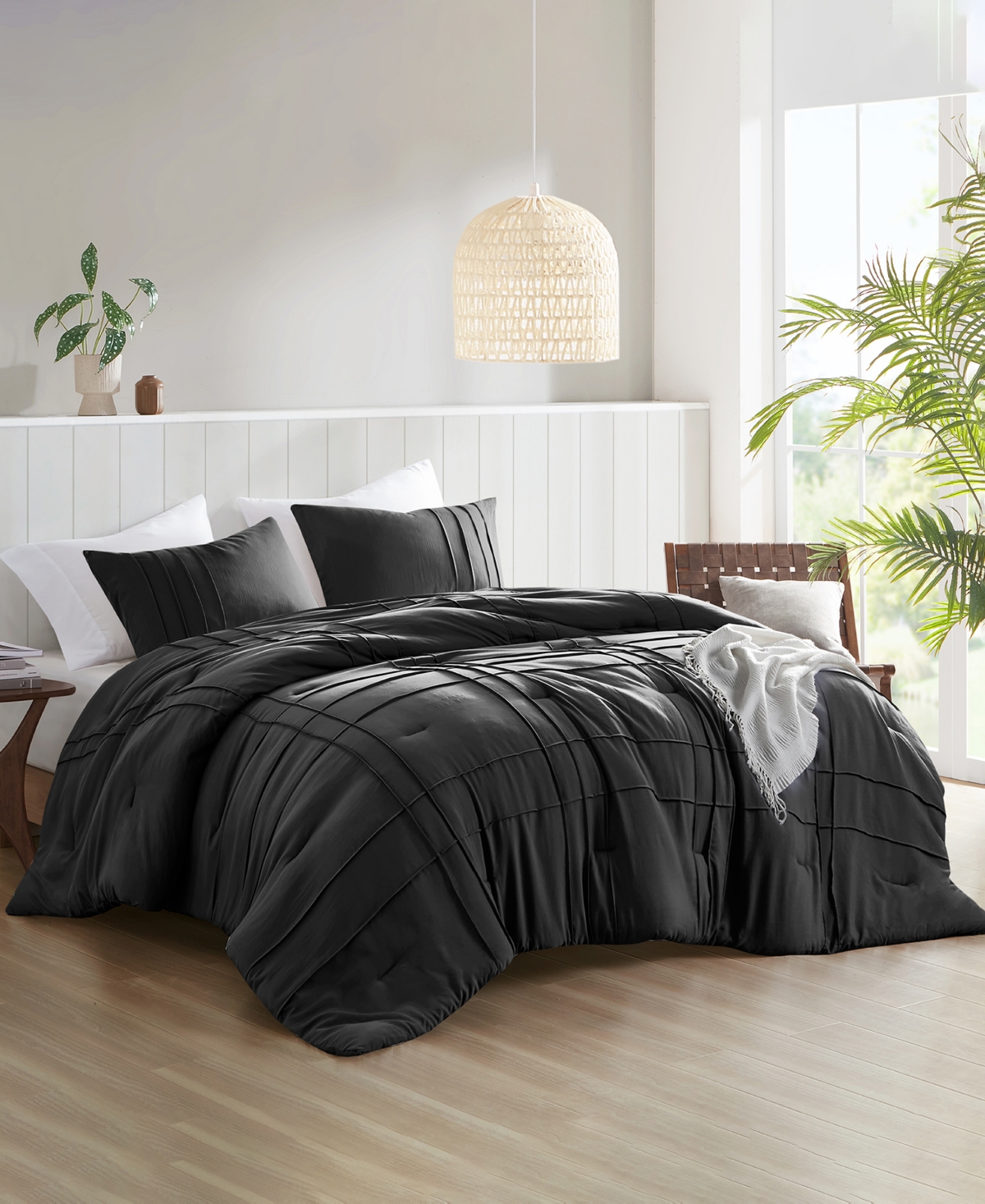 Shop 510 Design Porter Washed Pleated 3-pc. Comforter Set, Full/queen In Black