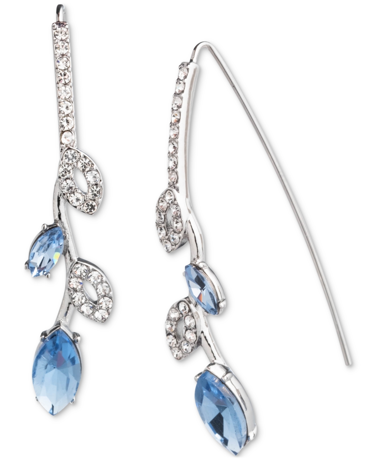 Shop Givenchy Pave & Color Crystal Threader Earrings In Grotto Blu