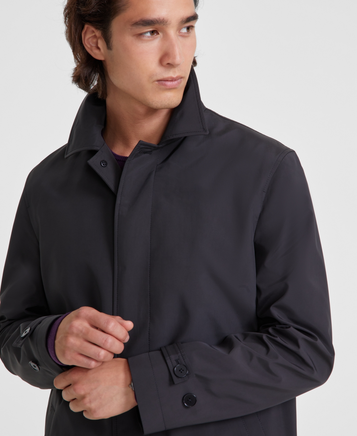 Calvin Klein Men's Solid Black Overcoat In Black