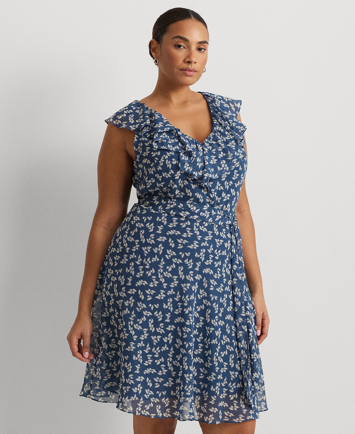 Lauren Ralph Lauren Plus Size Ruffled Floral Fit & Flare Dress