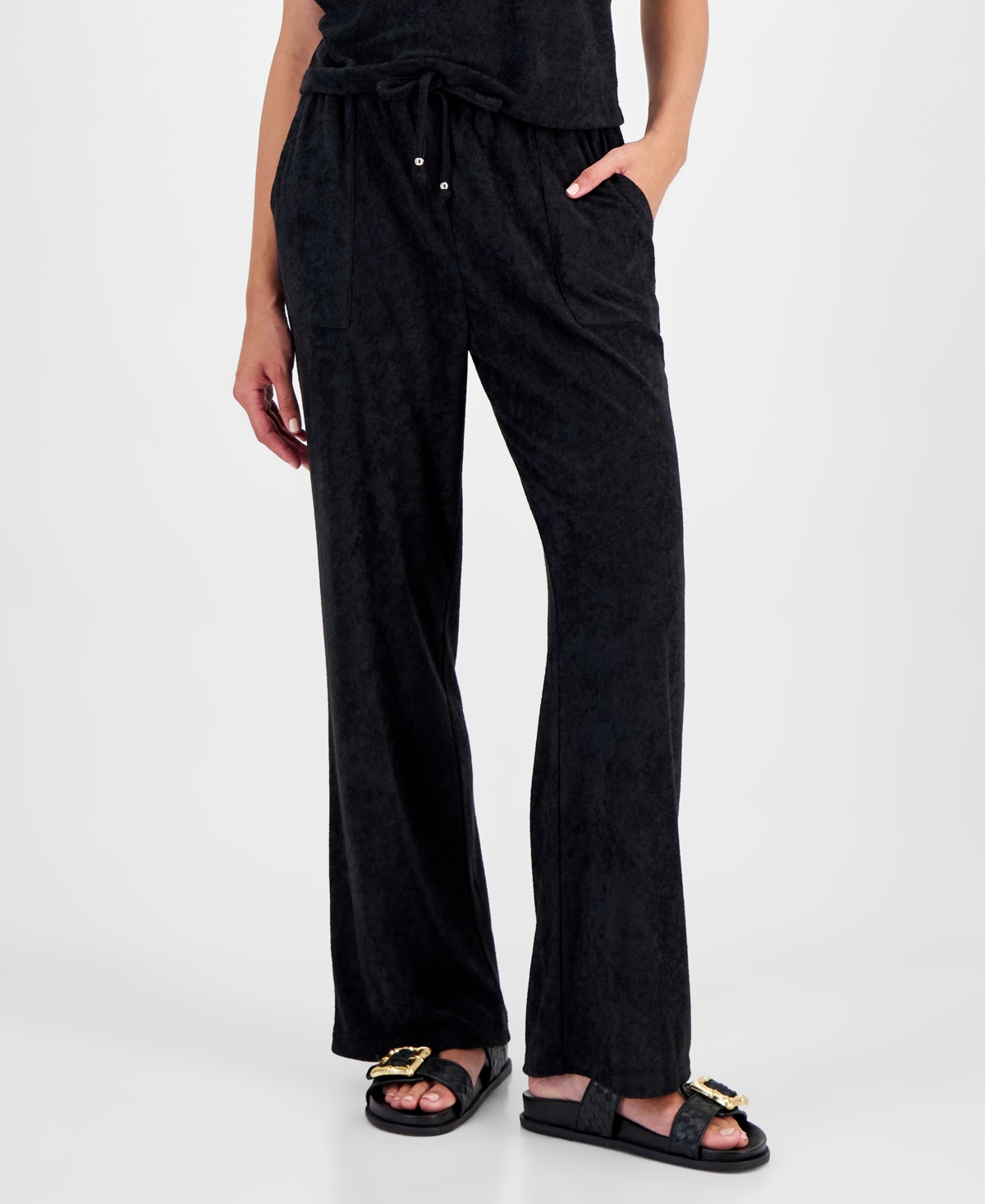 Juniors' Velour Drawstring Cover-Up Pants, Created for Macy's - Violet Sun