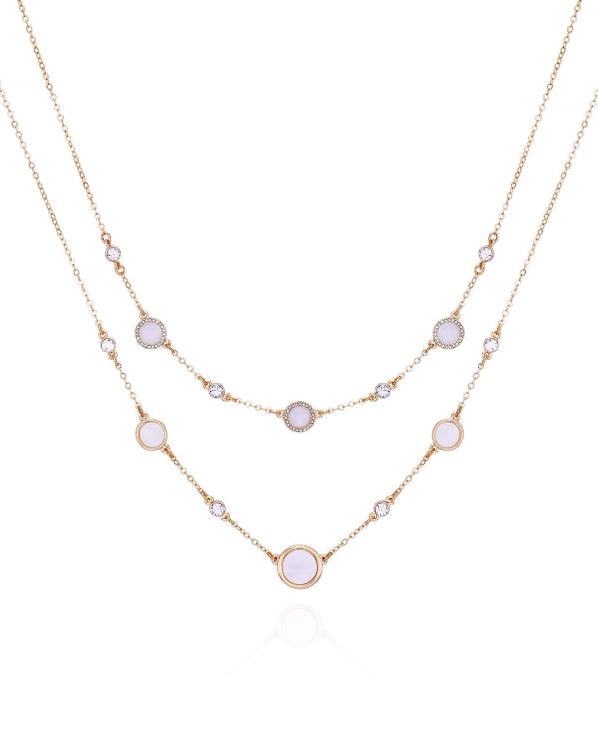 Gold-Tone Glass Stone Layered Necklace - Gold