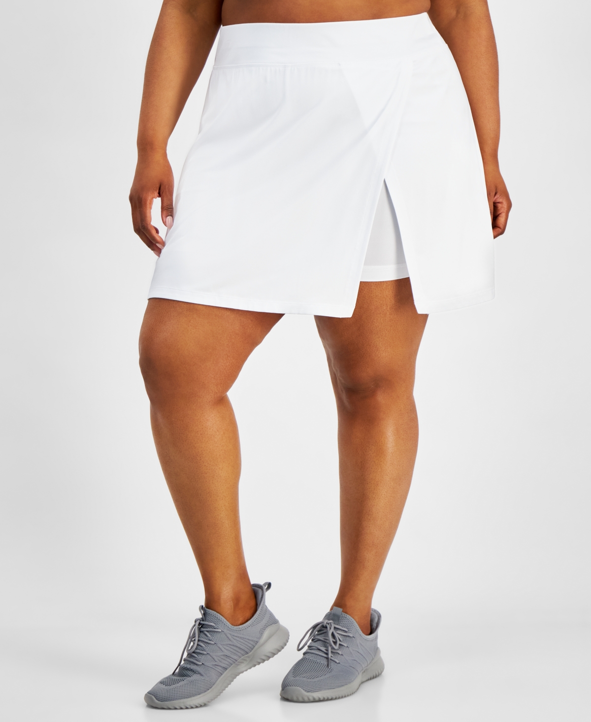 Shop Id Ideology Plus Size Side-slit Skort, Created For Macy's In Bright White