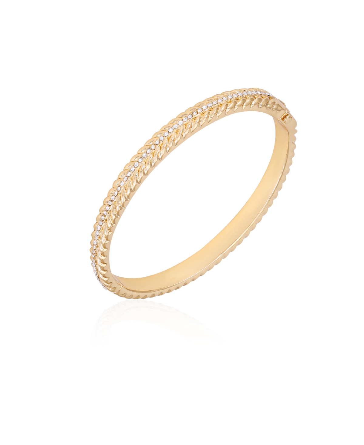Shop T Tahari Gold-tone Textured Rounded Hinge Bracelet