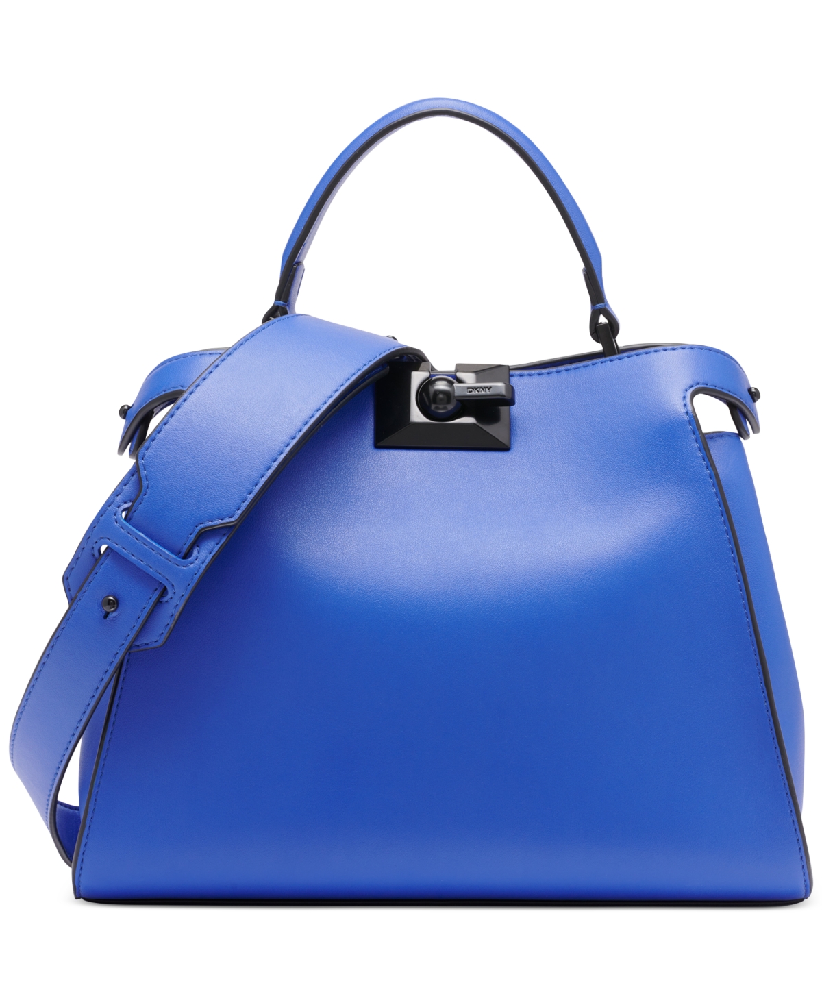 Shop Dkny Colette Leather Satchel In Sapphire