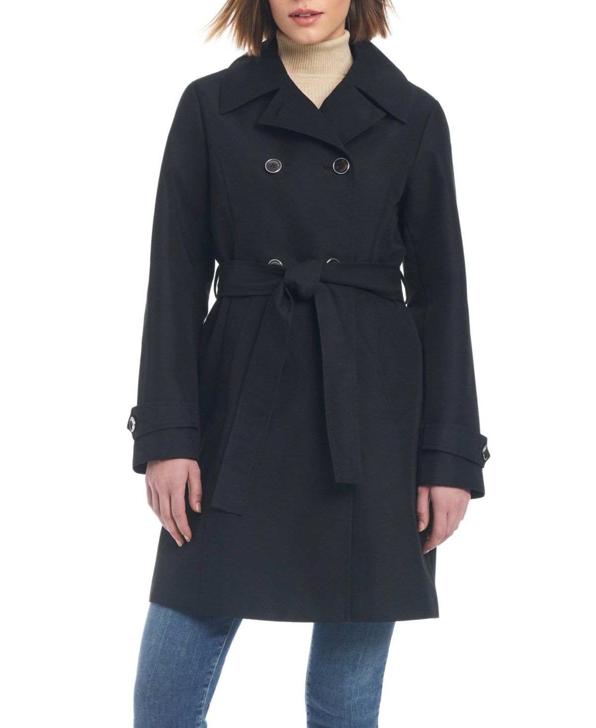 Women's Classic Cotton Blend Trench Coat - Black