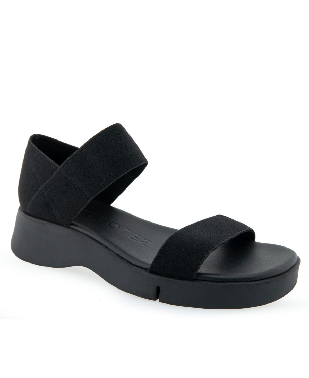 Shop Aerosoles Women's Freedom Low Heel Sandals In Black Elastic