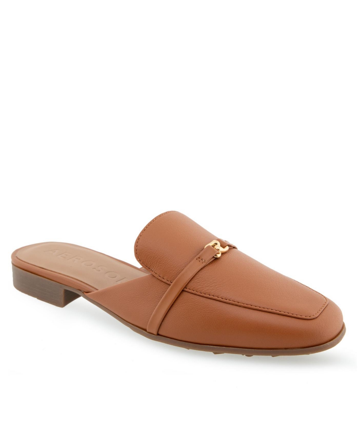 Women's Patchin Low Heel Mules - Tan Pebbled Leather
