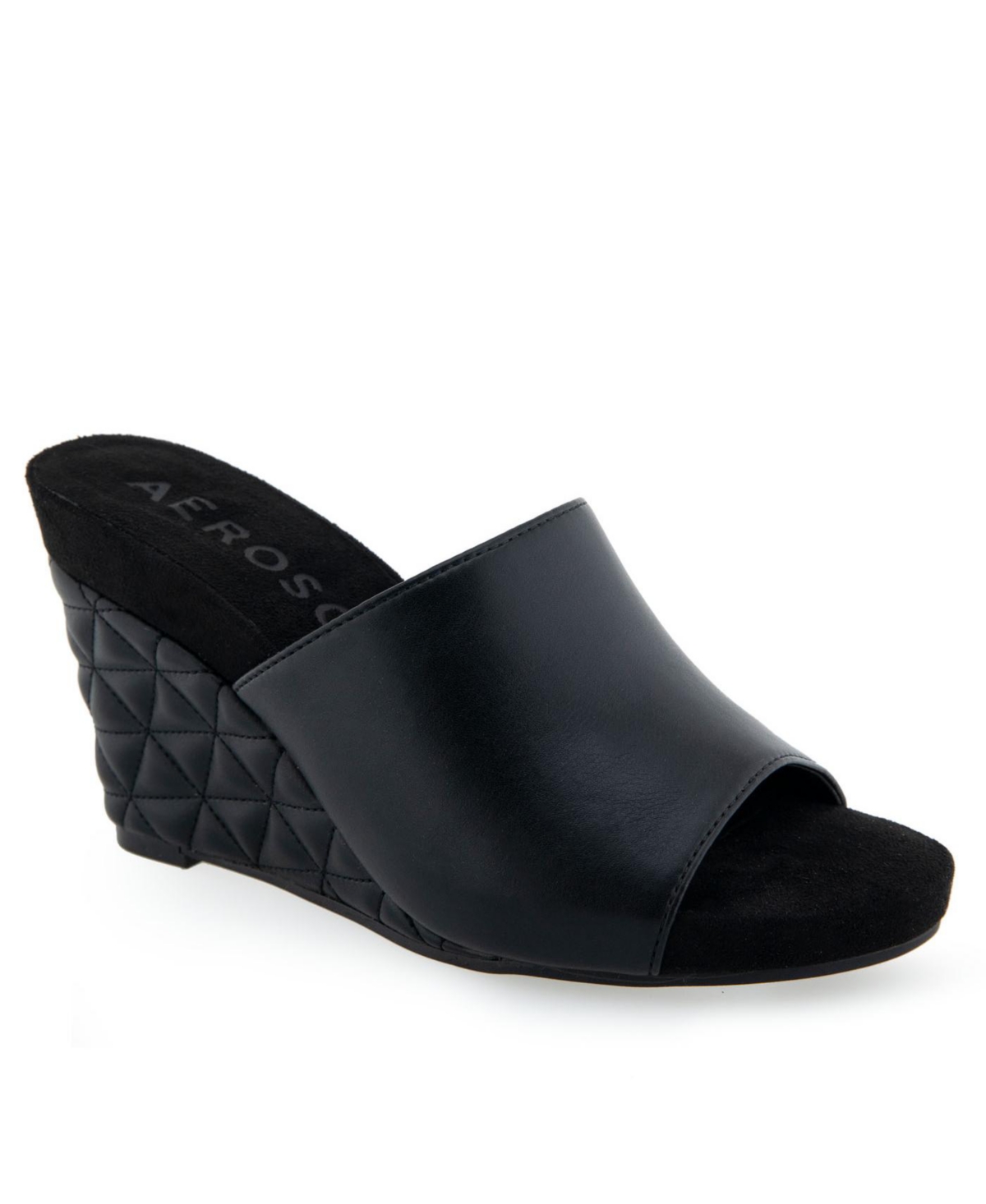 Shop Aerosoles Women's Pierce Open Toe Wedge Sandals In Black Polyurethane
