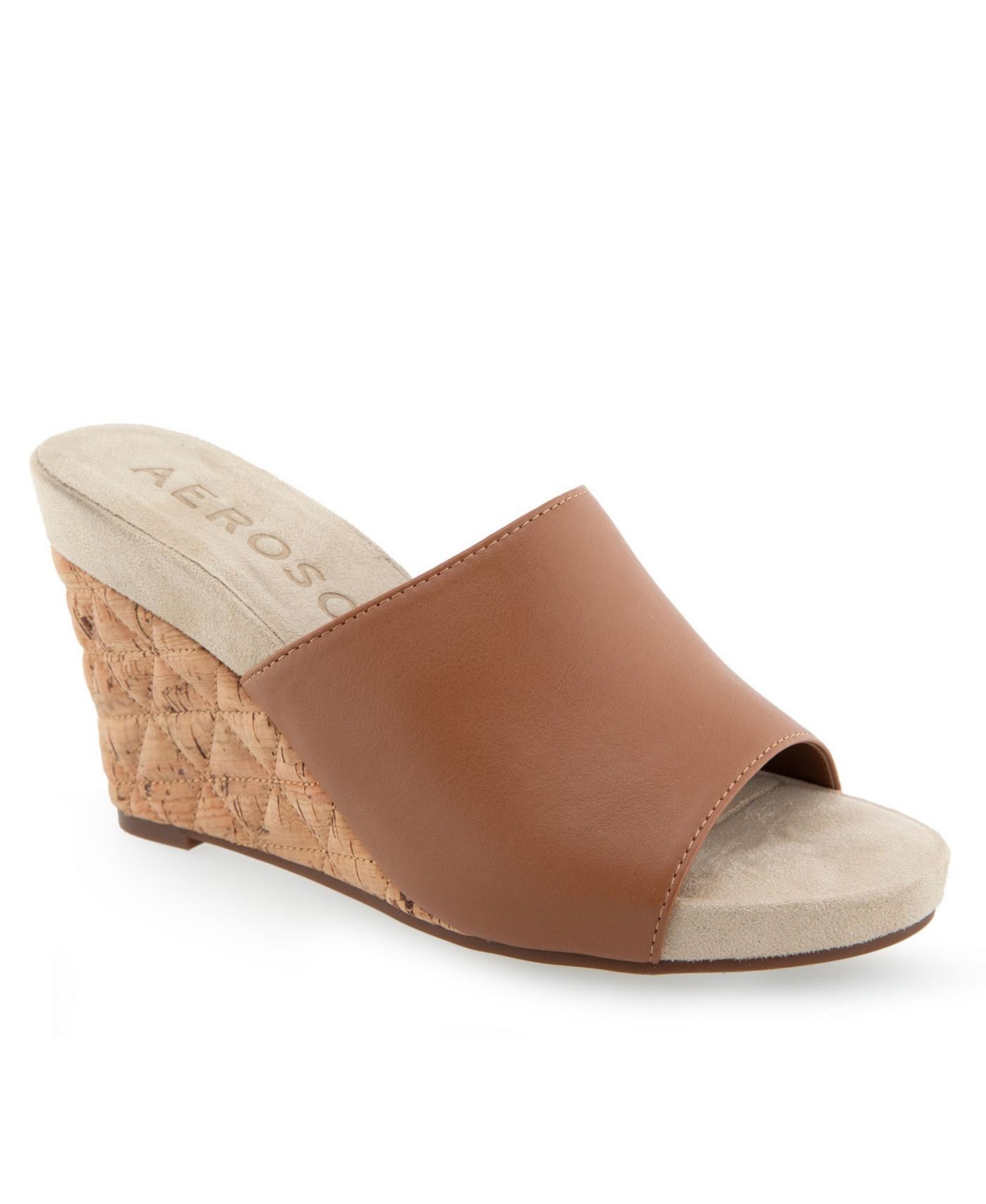 Shop Aerosoles Women's Pierce Open Toe Wedge Sandals In Tan Polyurethane Leather