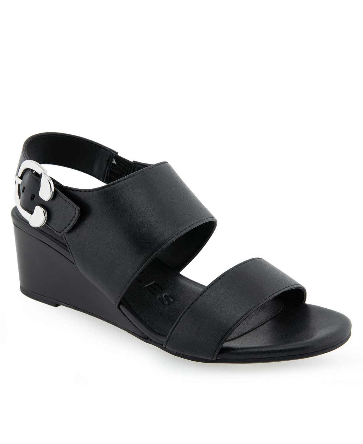 Shop Aerosoles Women's Worth Open Toe Wedge Sandals In Black Combo