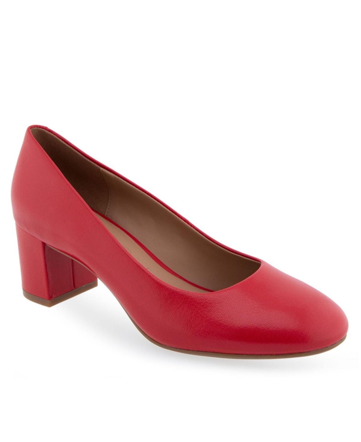 Shop Aerosoles Ebel Dress Mid Heel Pumps In Racing Red Leather