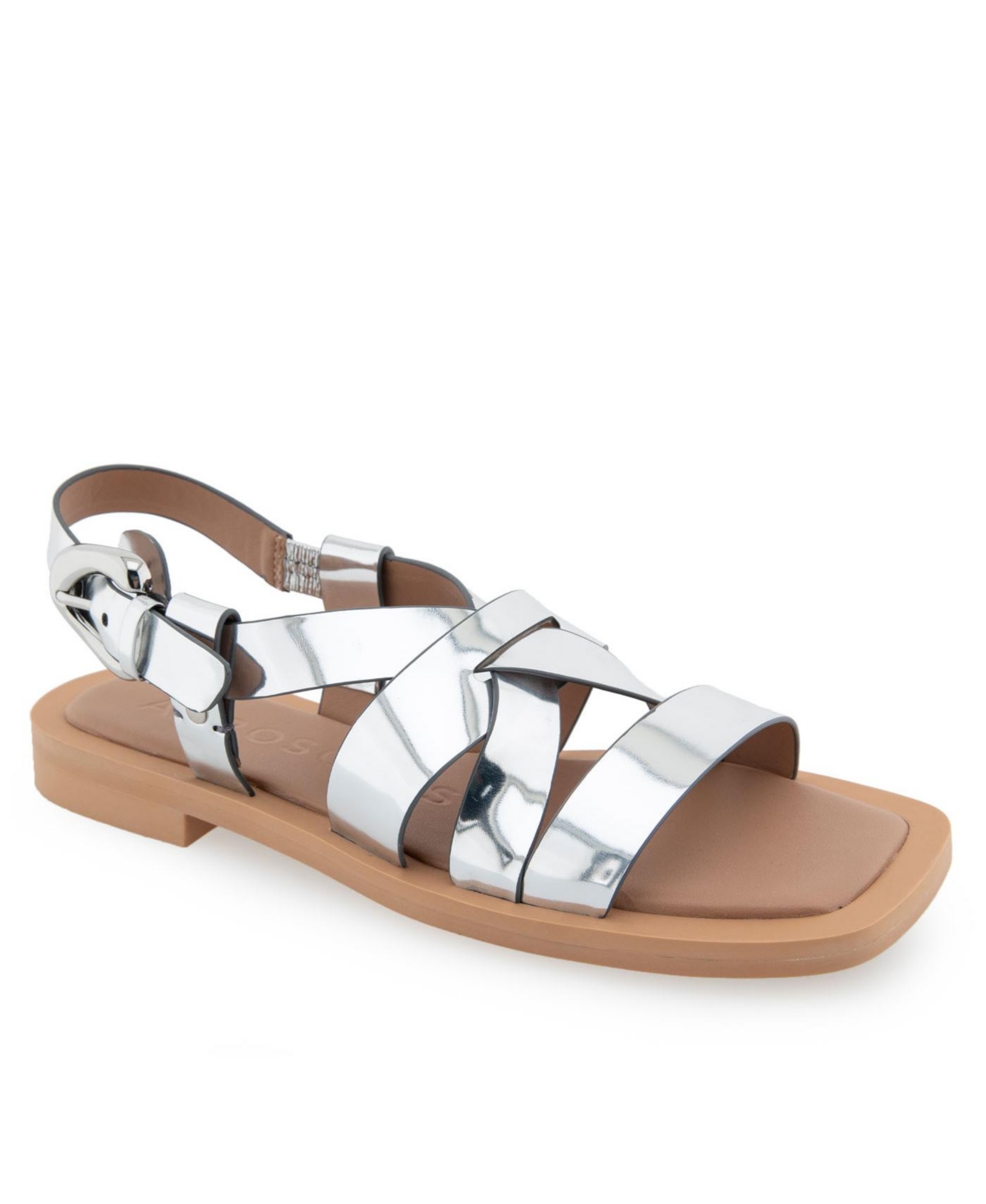Shop Aerosoles Women's St.clair Open Toe Sandals In Silver Mirror Metallic Polyurethane
