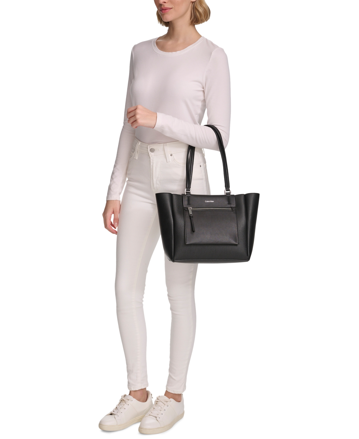 Shop Calvin Klein Gala Tote In Black Silver