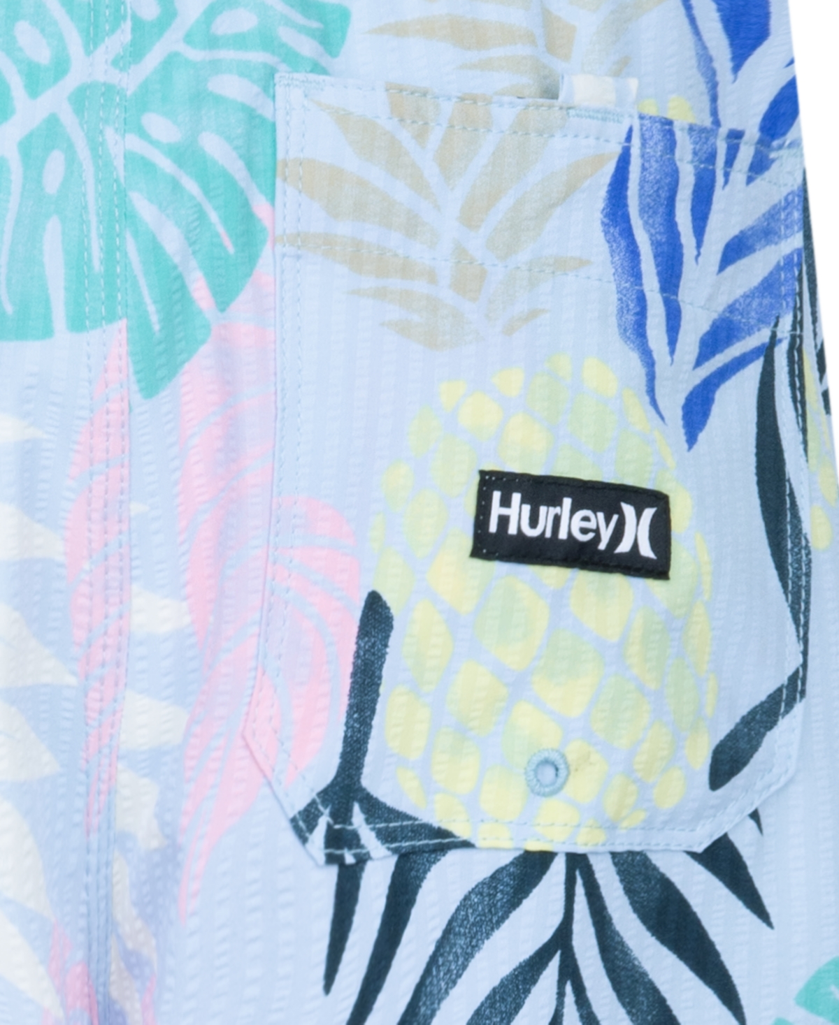 Shop Hurley Big Boys Washed Pineapple Pull-on Swim Shorts In Blue Ice