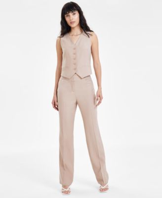 Bar III - Women's Flat-Front Wide-Leg Pants