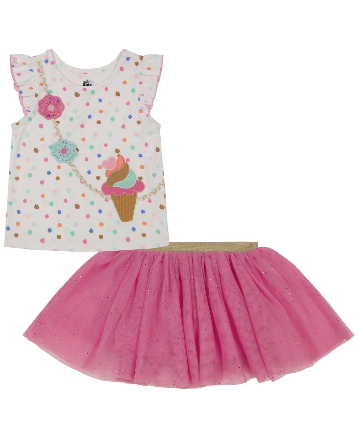 Shop Kids Headquarters Toddler Girls Ice Cream Crossbody T-shirt And Tutu Skort Set In Print,pink