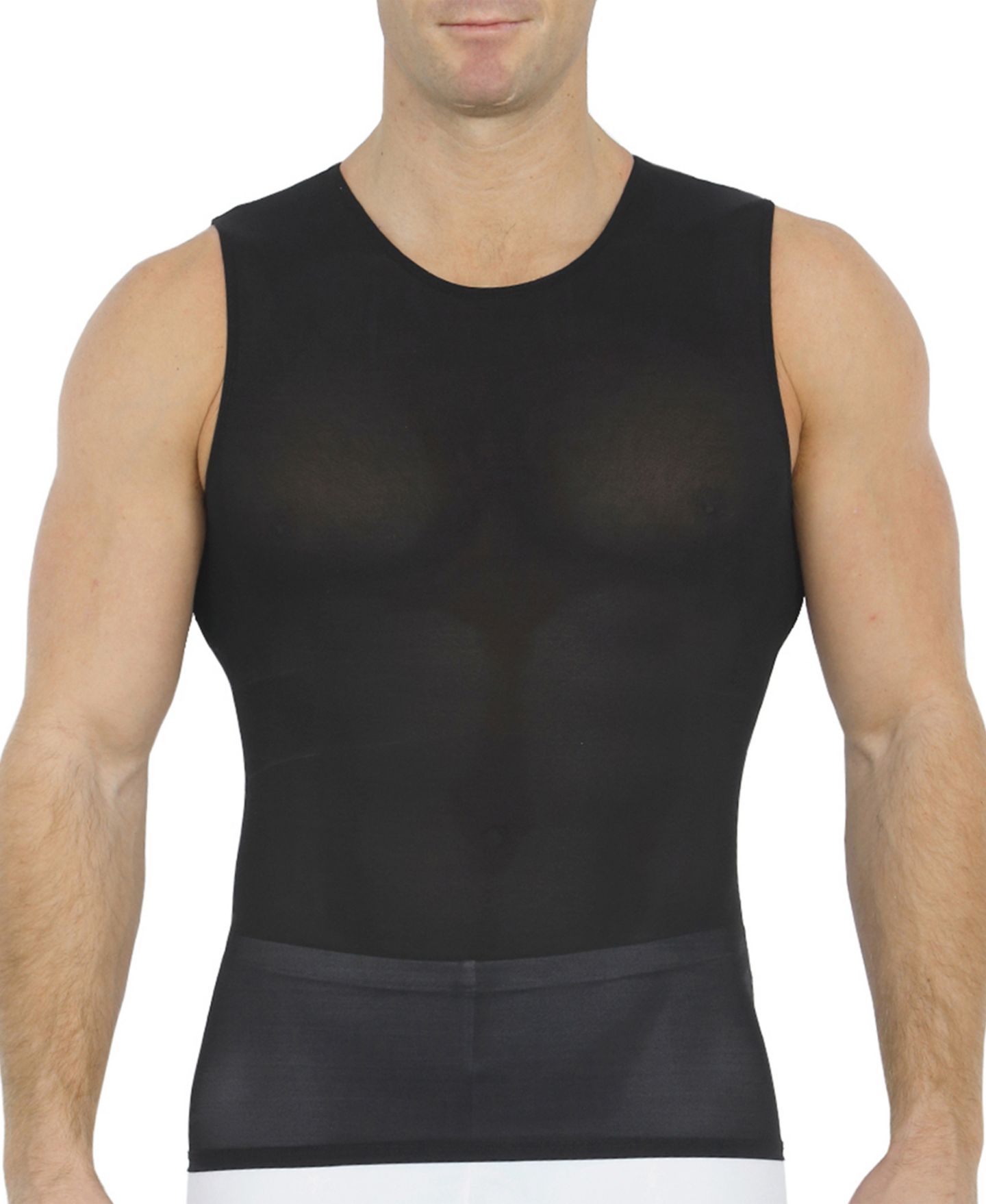 Мужская рубашка Instaslim Big & Tall Power Mesh Compression Sleeveless Crewneck, цвет: Чёрный — фото 1