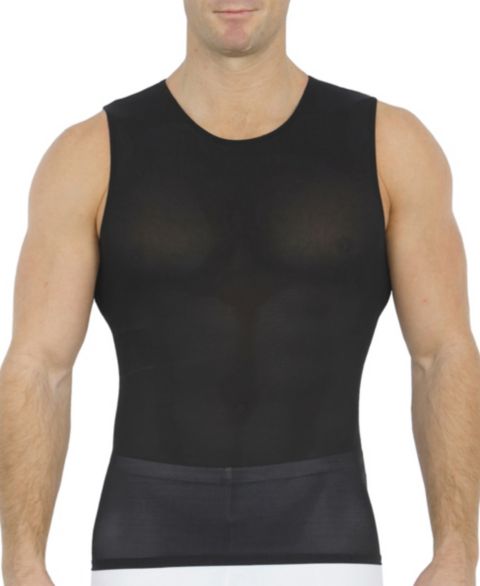Мужская рубашка Instaslim Big & Tall Power Mesh Compression Sleeveless Crewneck, цвет: Чёрный