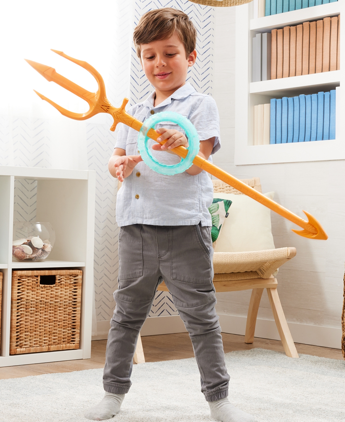 Aquaman Spinning Trident, 35" Interactive Toy With Lights And Sounds, Movie-styling In Multi-color