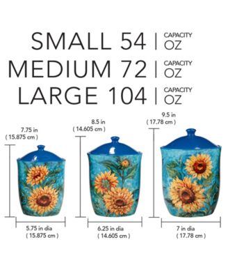Golden Sunflowers Set of 3 Canisters