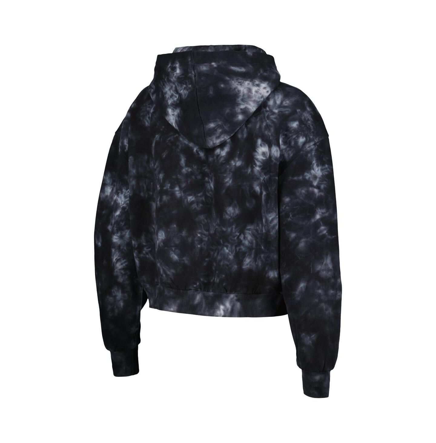 Женское худи The Wild Collective Black Las Vegas Raiders Tie-Dye Cropped Pullover — фото 3