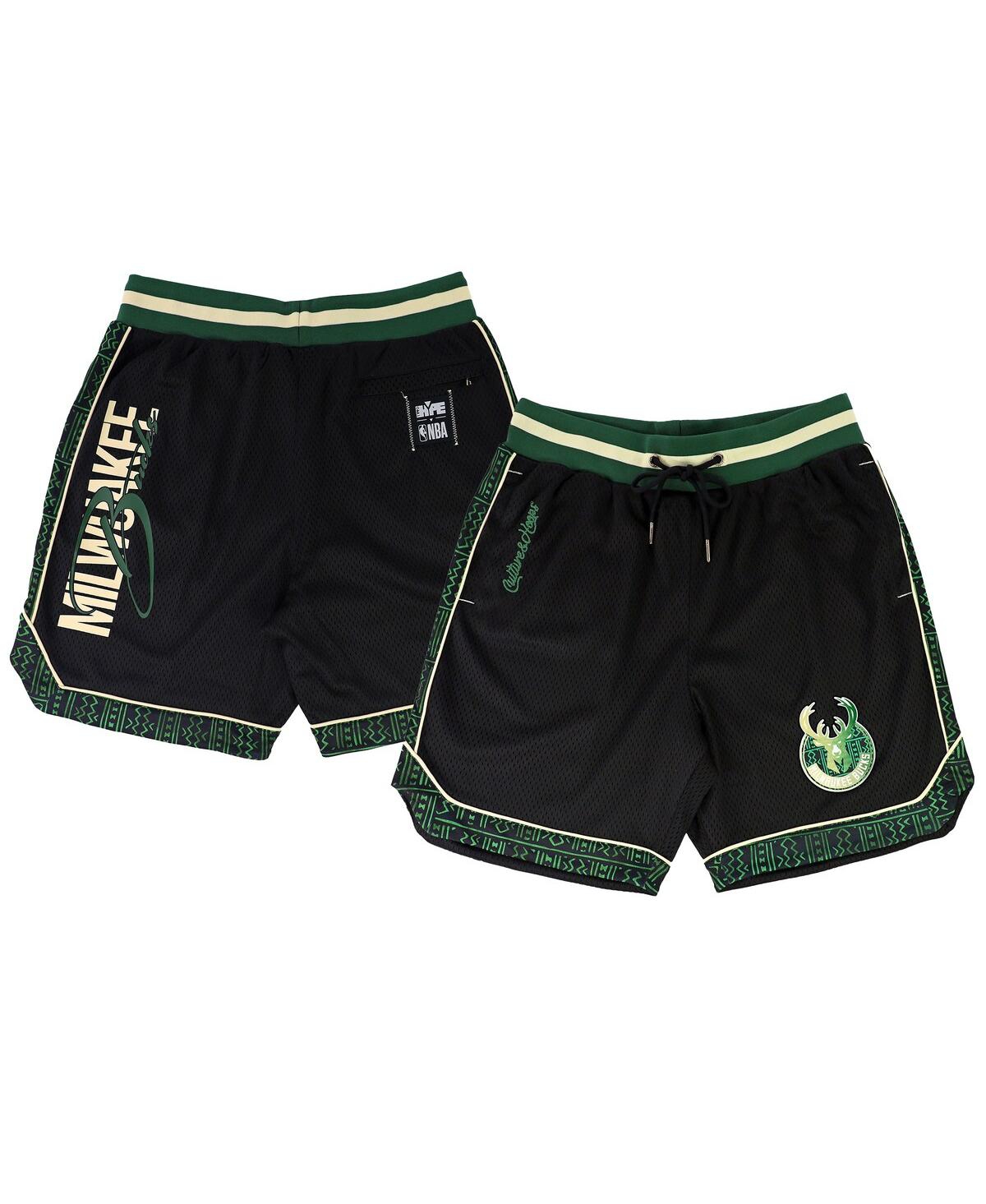 Two Hype Men's And Women's Nba X  Black Milwaukee Bucks Culture And Hoops Double Mesh Shorts