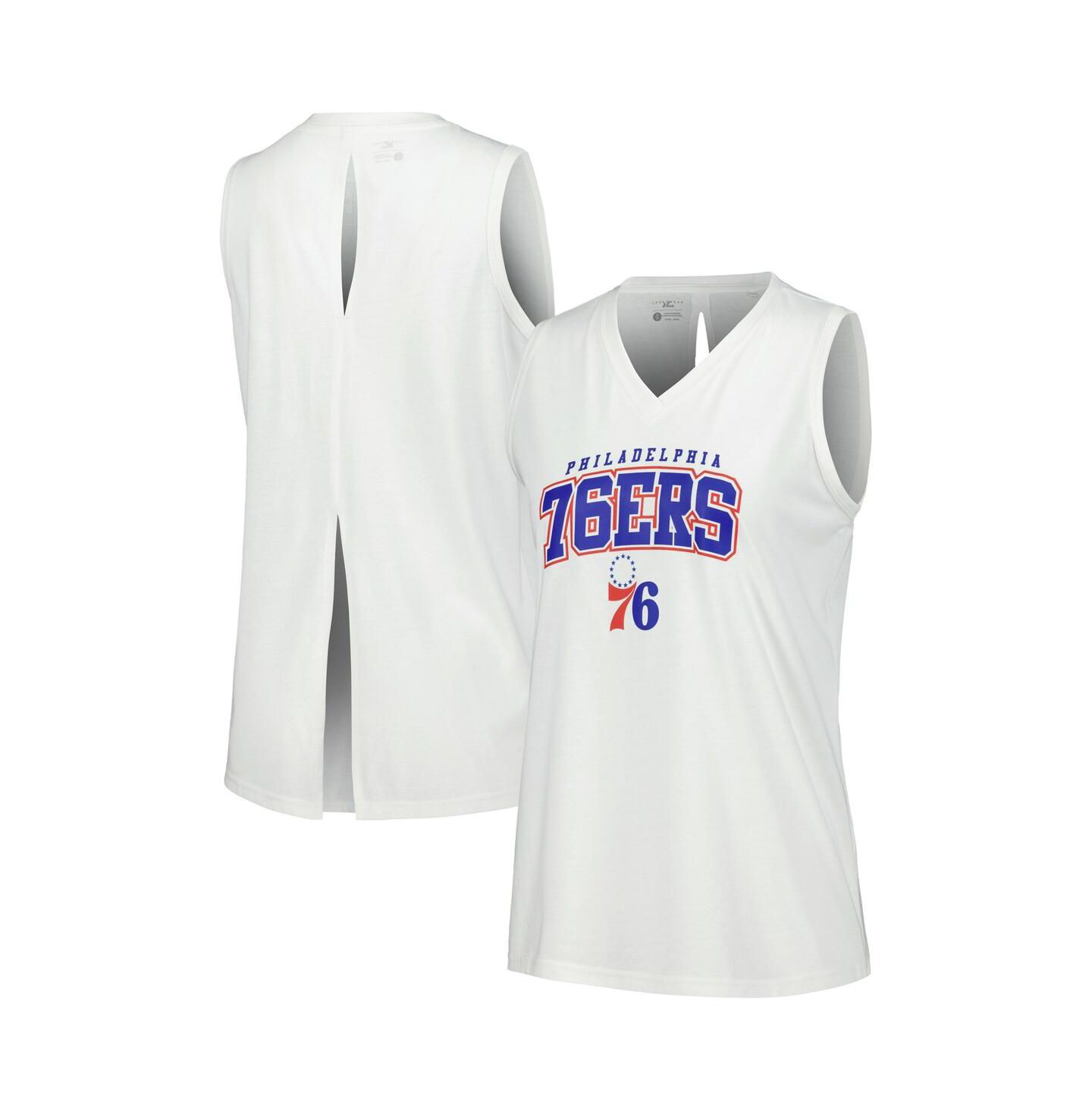 Женский топ LevelWear White Philadelphia 76ers Paisley Peekaboo — фото 1