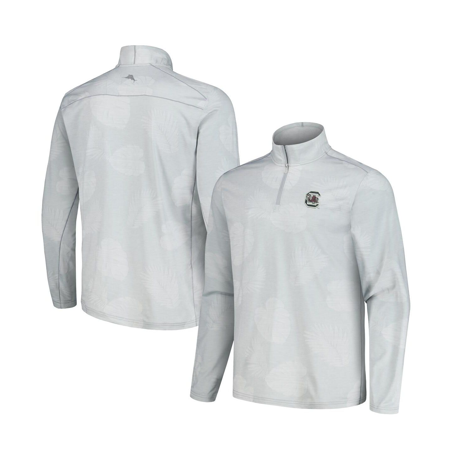 Мужская куртка Tommy Bahama Gray South Carolina Gamecocks Delray Frond IslandZone Quarter-Zip — фото 1