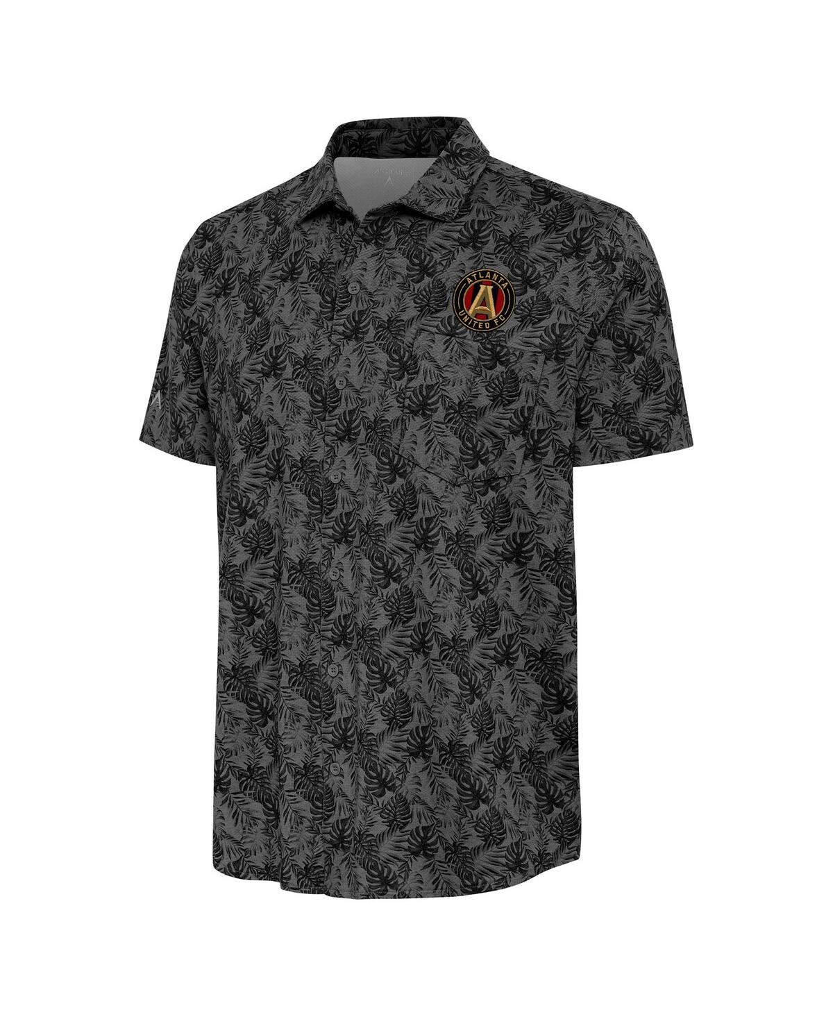 Shop Antigua Men's  Black Atlanta United Fc Resort Button-up Shirt