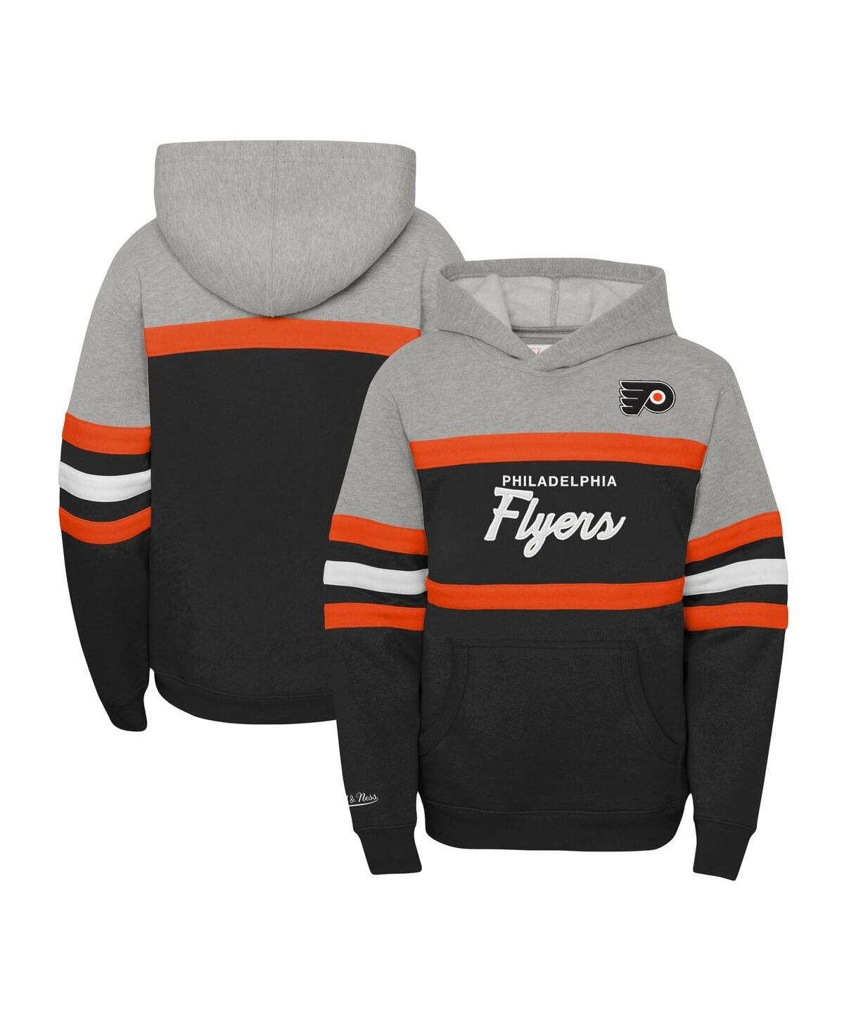 Mitchell & Ness Big Boys Black Philadelphia Flyers Head Coach Pullover Hoodie In Black