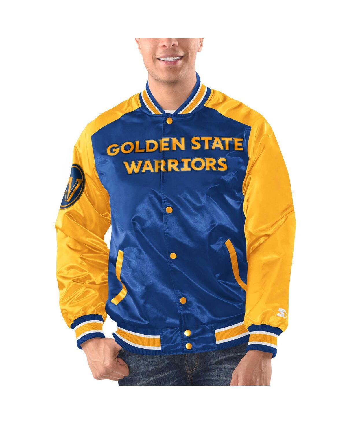 Shop Starter Men's  Royal, Gold Golden State Warriors Renegade Satin Full-snap Varsity Jacket In Royal,gold