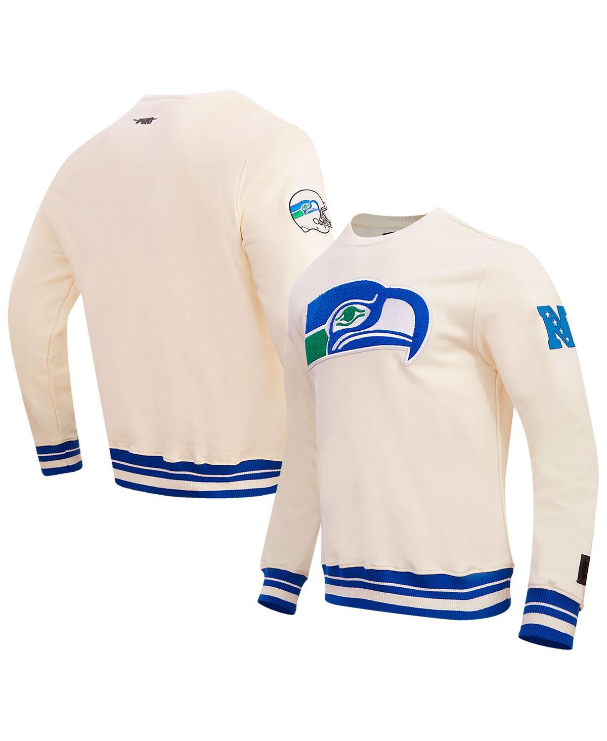 Pro Standard Men's  Cream Seattle Seahawks Retro Classics Fleece Pullover Sweatshirt