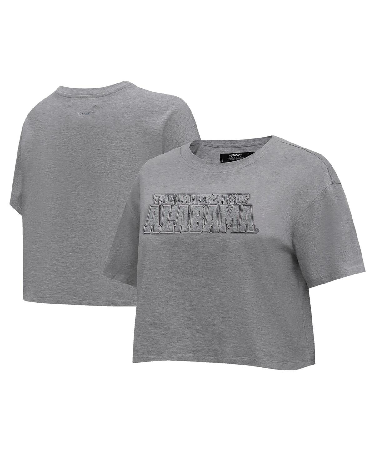 Shop Pro Standard Women's  Heather Charcoal Alabama Crimson Tide Tonal Neutral Boxy Cropped T-shirt