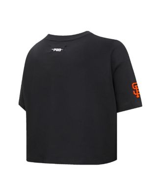 Women's Black San Francisco Giants Painted Sky Boxy Cropped T-shirt