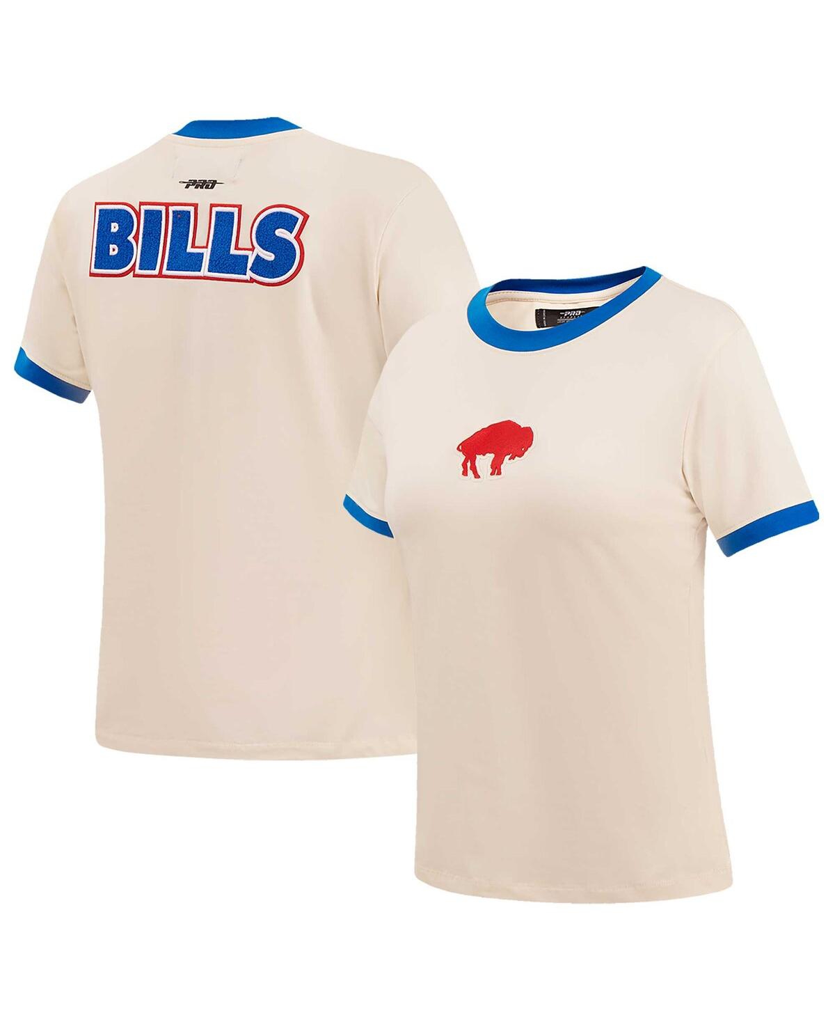 Pro Standard Women's  Cream Distressed Buffalo Bills Retro Classic Ringer T-shirt