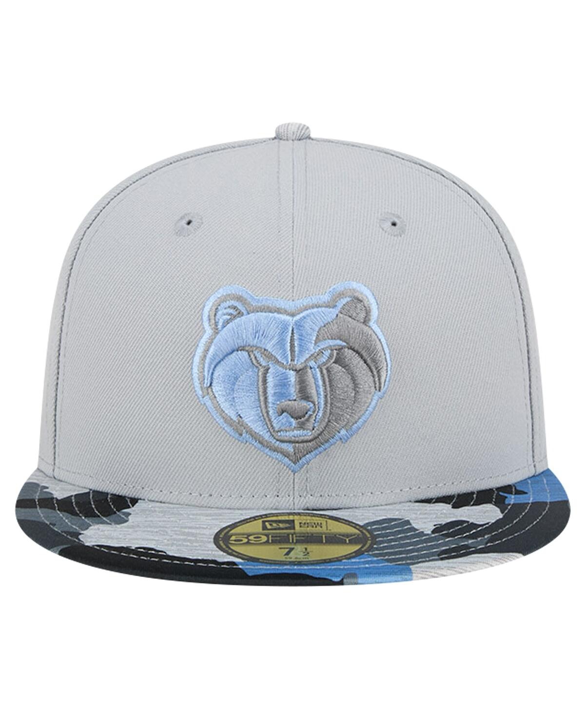 Men's New EraMemphis Grizzlies Active Color Camo Visor 59FIFTY Fitted Hat - Gray