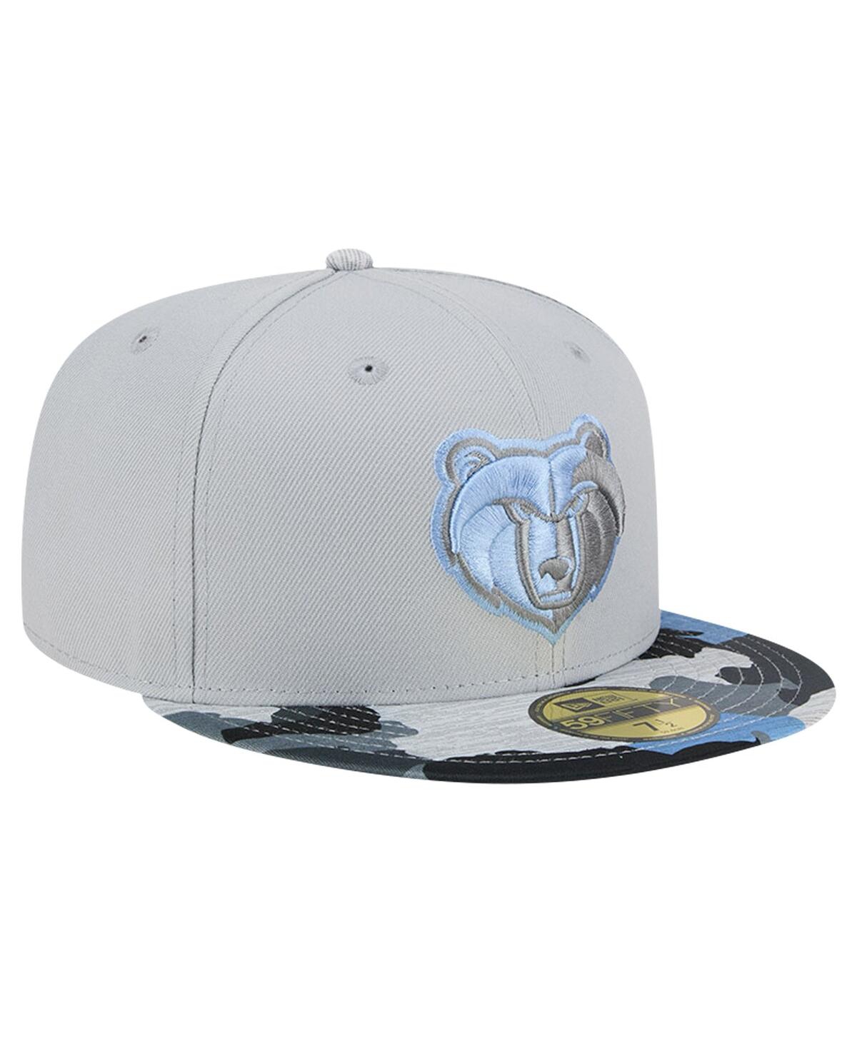 Men's New EraMemphis Grizzlies Active Color Camo Visor 59FIFTY Fitted Hat - Gray