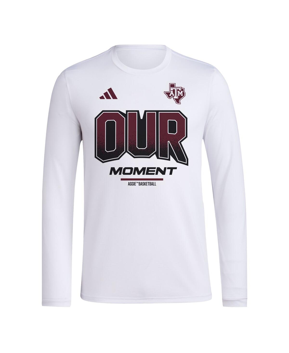 Men's and Women's adidasTexas A&M Aggies 2024 On-Court Bench Our Moment Long Sleeve T-shirt - White